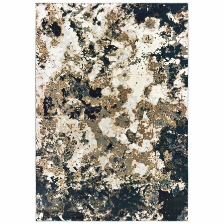 Palacedesigns 5 x 8 ft. Ivory Navy Abstract Marble Indoor Area Rug - Navy - 5 x 8 ft. PA3094921
